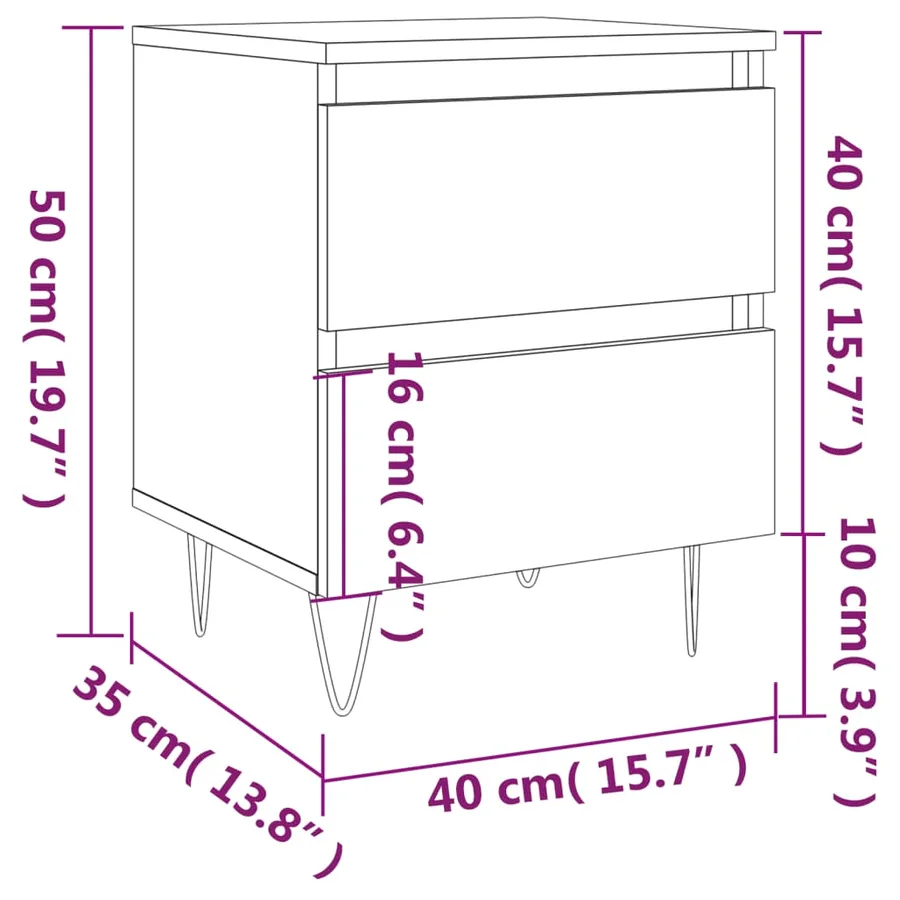 Tables de chevet 2 pcs chêne fumé 40x35x50 cm bois ingénierie - 11