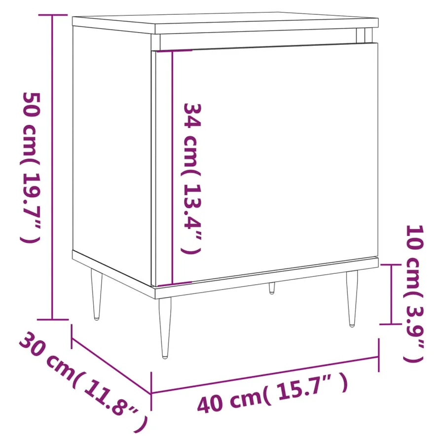 Tables de chevet 2 pcs blanc 40x30x50 cm bois d'ingénierie - 12
