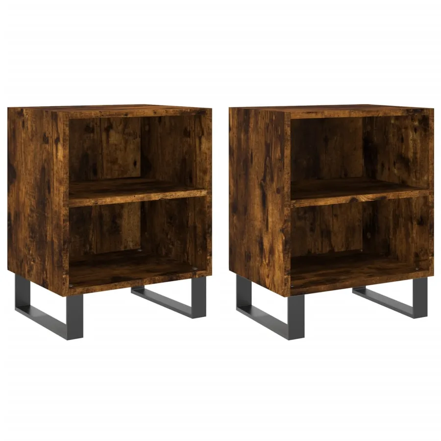 Tables de chevet 2 pcs chêne fumé 40x30x50 cm bois d'ingénierie - 2