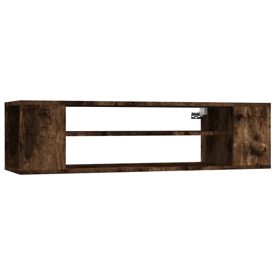 Armoire TV suspendue Chêne fumé 100x30x26,5cm Bois d'ingénierie - 2