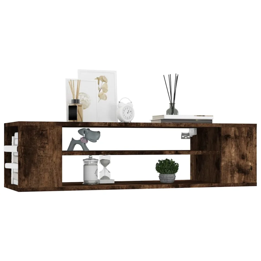 Armoire TV suspendue Chêne fumé 100x30x26,5cm Bois d'ingénierie - 3