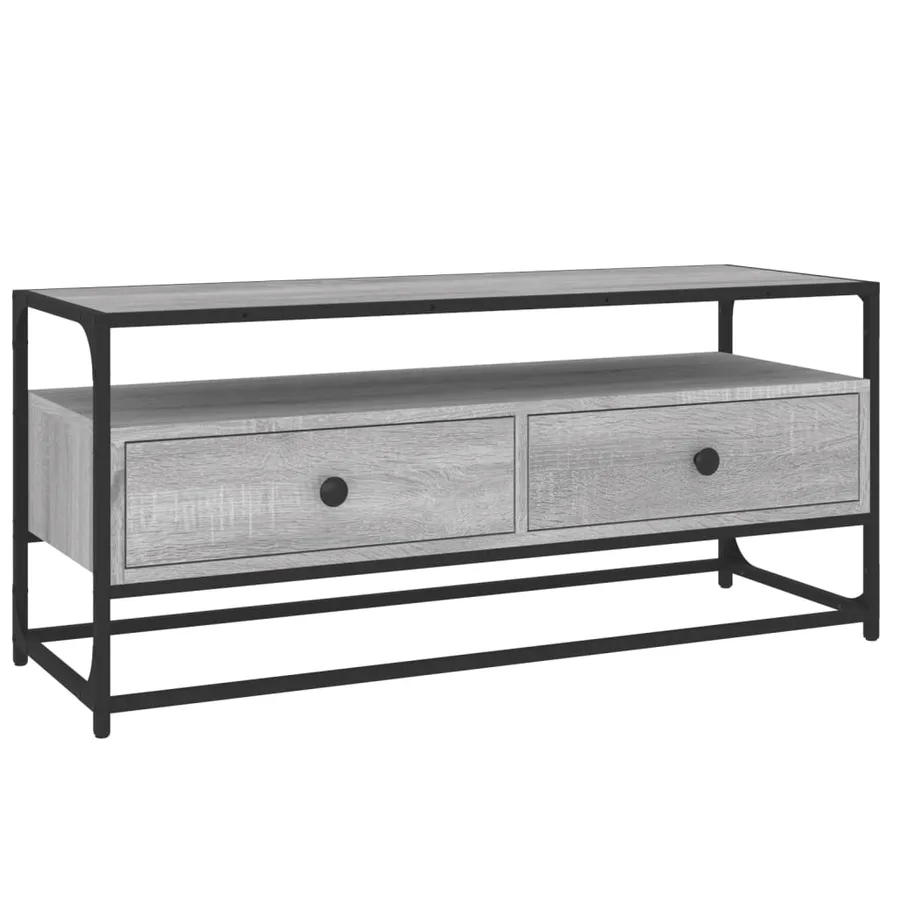 Meuble TV sonoma gris 100x35x45 cm bois d'ingénierie - 2