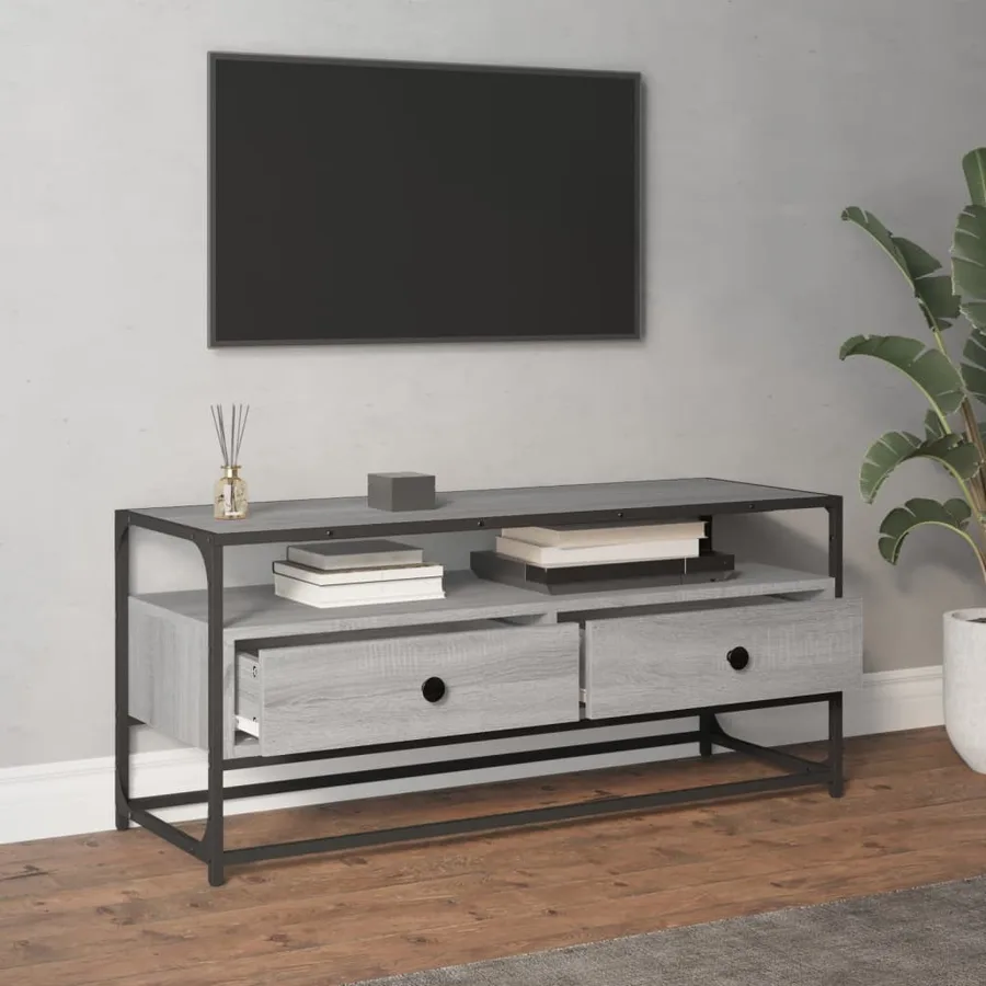 Meuble TV sonoma gris 100x35x45 cm bois d'ingénierie - 3