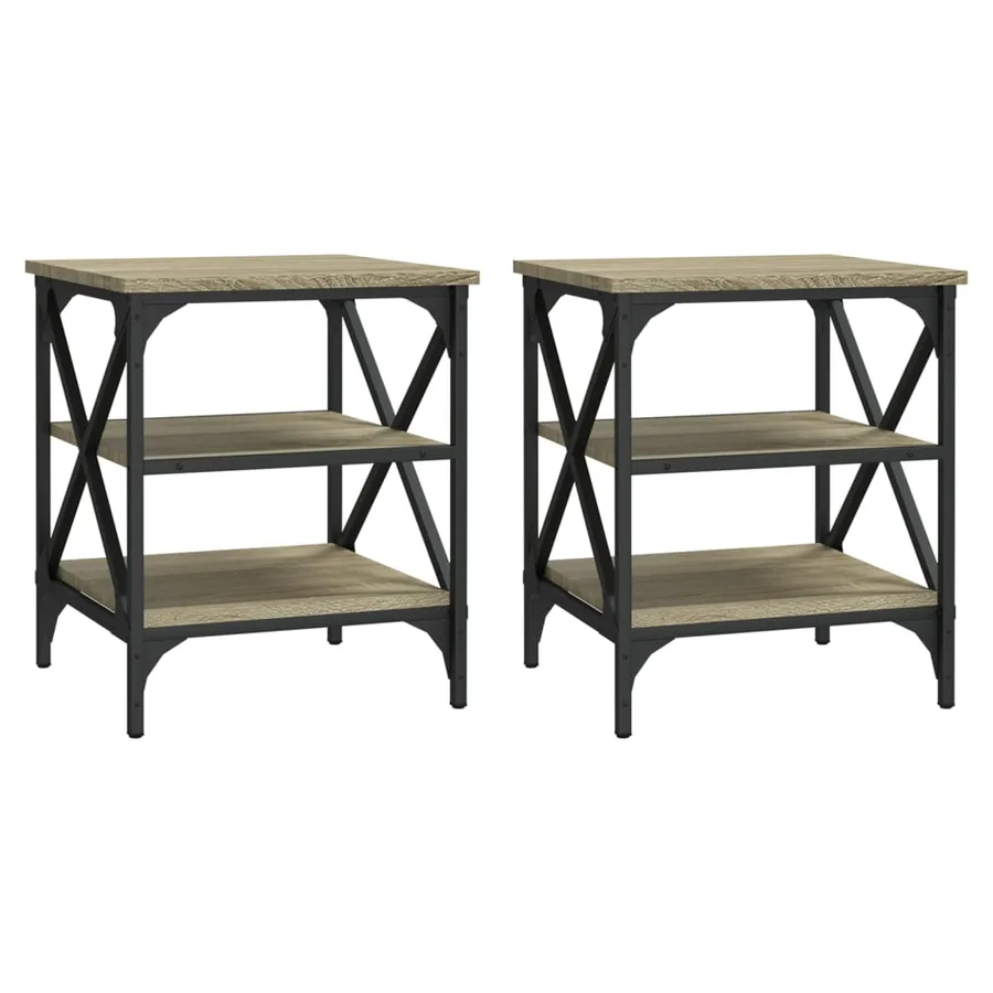 Tables d'appoint 2 pcs Chêne sonoma 40x42x50 cm Bois ingénierie - 2