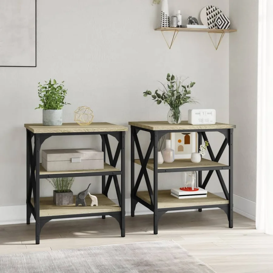 Tables d'appoint 2 pcs Chêne sonoma 40x42x50 cm Bois ingénierie - 3