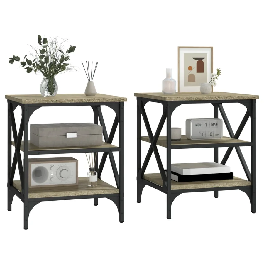 Tables d'appoint 2 pcs Chêne sonoma 40x42x50 cm Bois ingénierie - 4