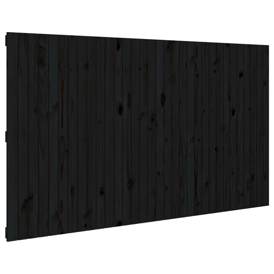 Tête de lit murale Noir 204x3x110 cm Bois massif de pin - 2