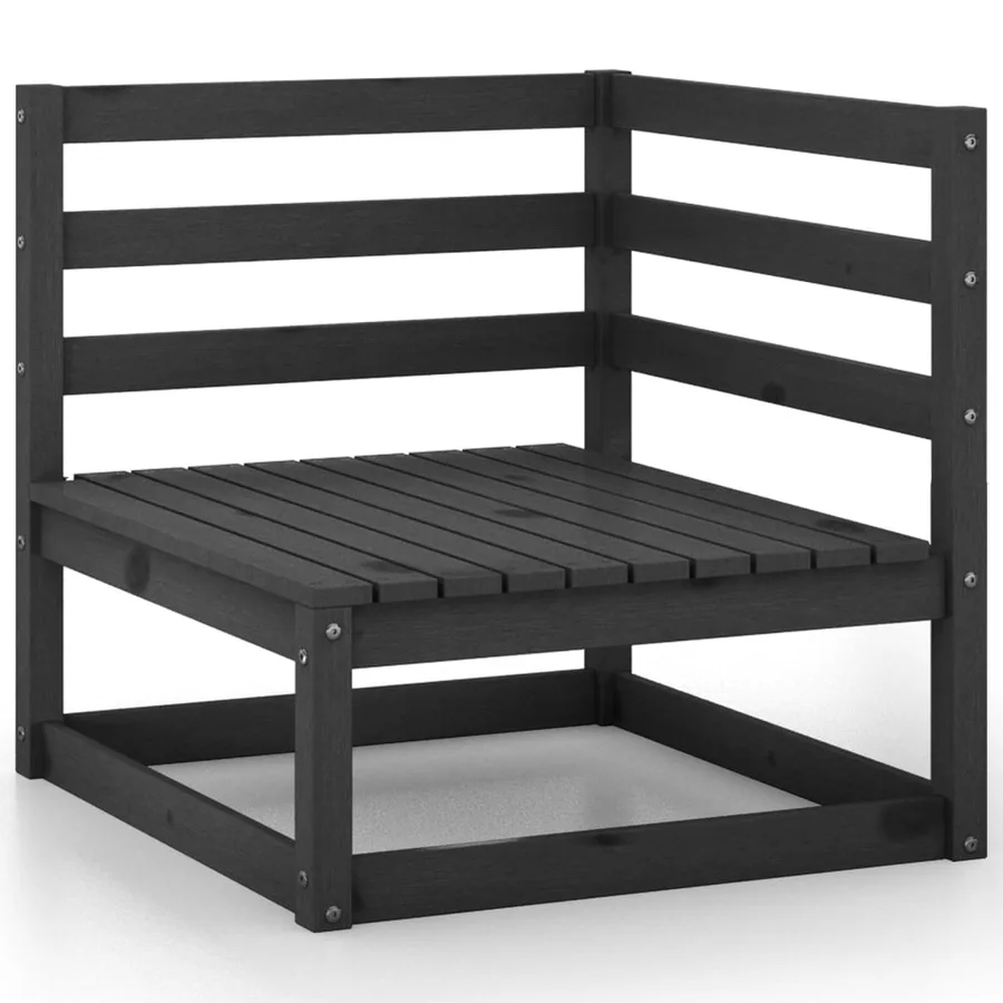 Salon de jardin 7 pcs noir bois de pin massif - 4
