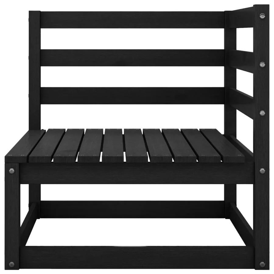 Salon de jardin 7 pcs noir bois de pin massif - 5