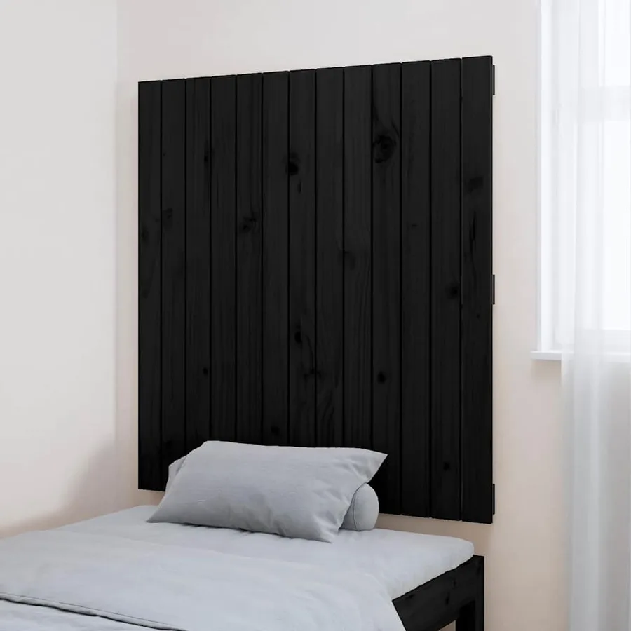 Tête de lit murale Noir 82,5x3x90 cm Bois massif de pin - 3
