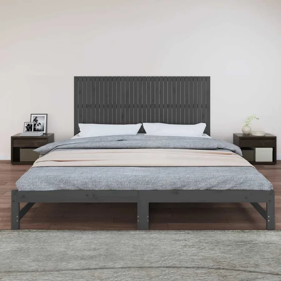 Tête de lit murale Gris 204x3x90 cm Bois massif de pin - 3