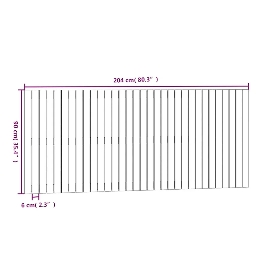 Tête de lit murale Gris 204x3x90 cm Bois massif de pin - 8