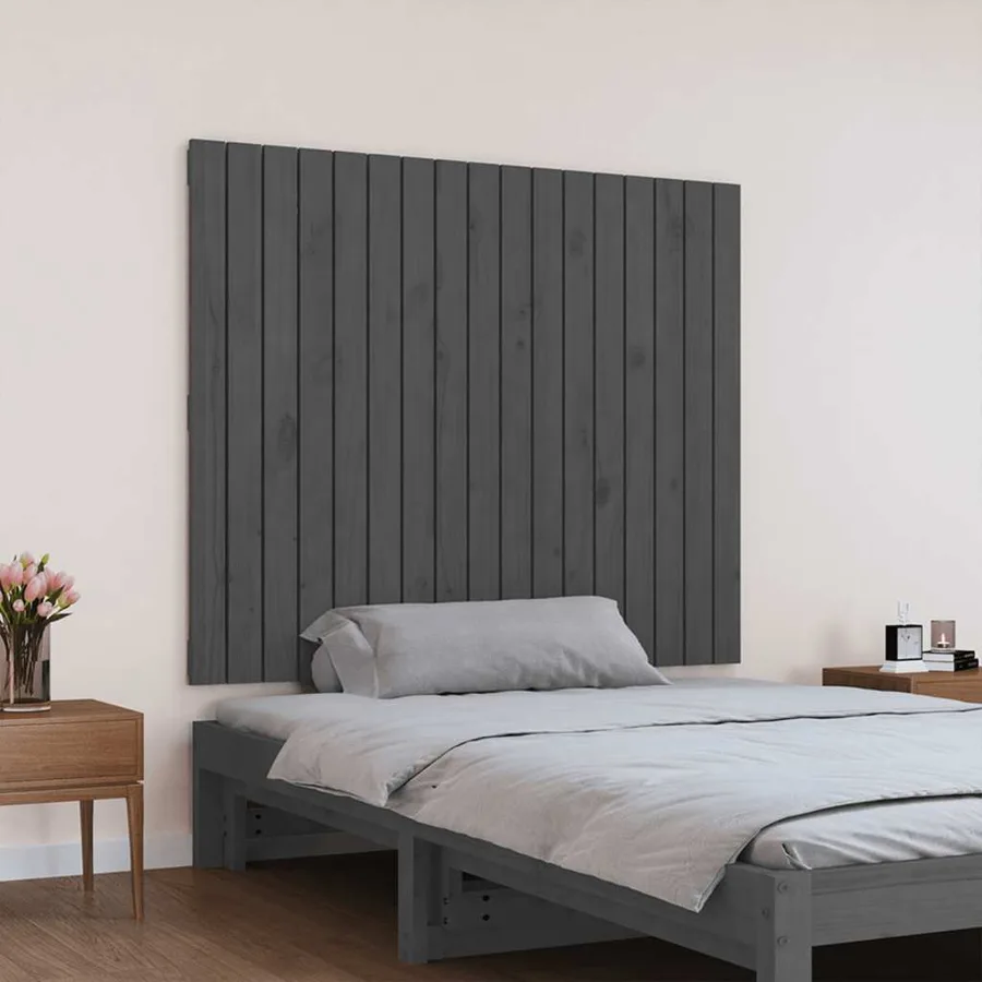 Tête de lit murale Gris 108x3x90 cm Bois massif de pin - 3