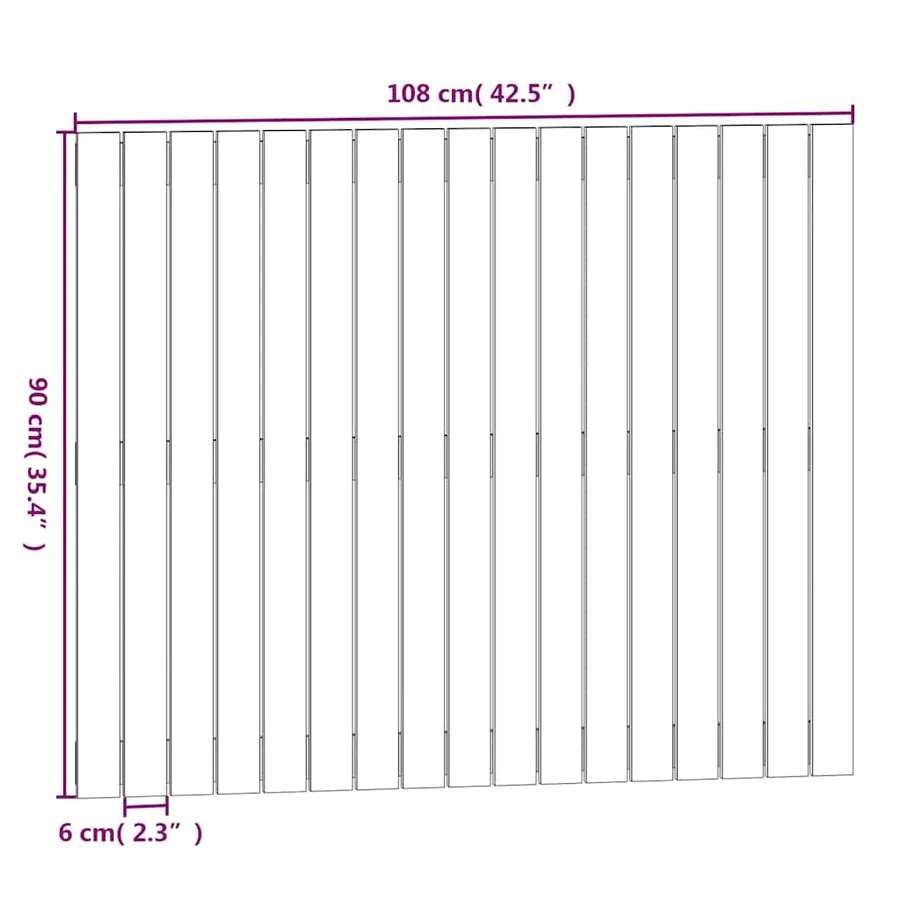 Tête de lit murale Gris 108x3x90 cm Bois massif de pin - 8
