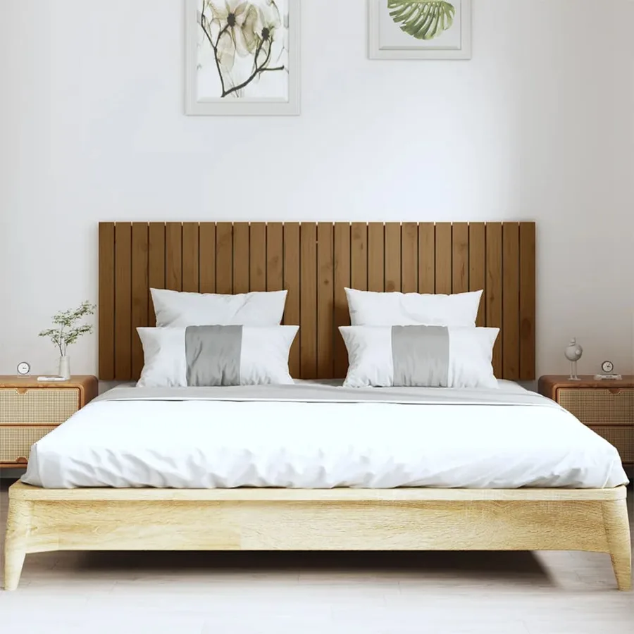 Tête de lit murale Marron miel 166x3x60 cm Bois massif de pin - 3