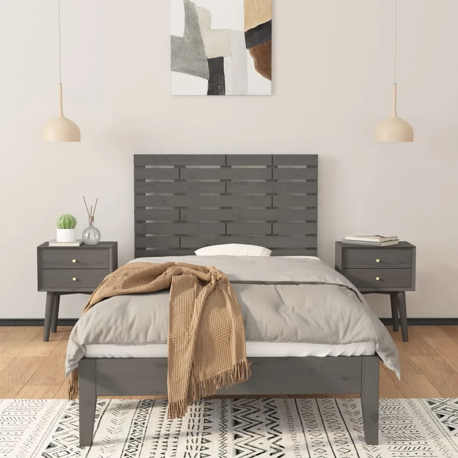 Tête de lit murale Gris 96x3x63 cm Bois massif de pin - 3