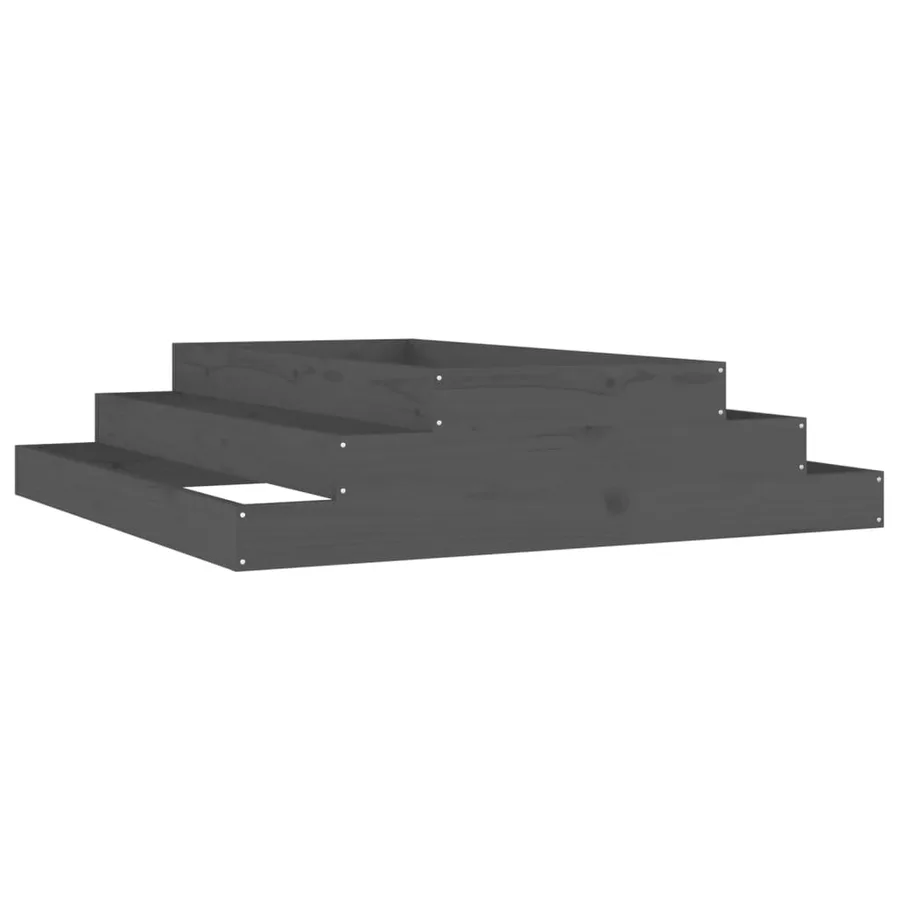 Jardinière Gris 110x110x27 cm Bois massif de pin - 2