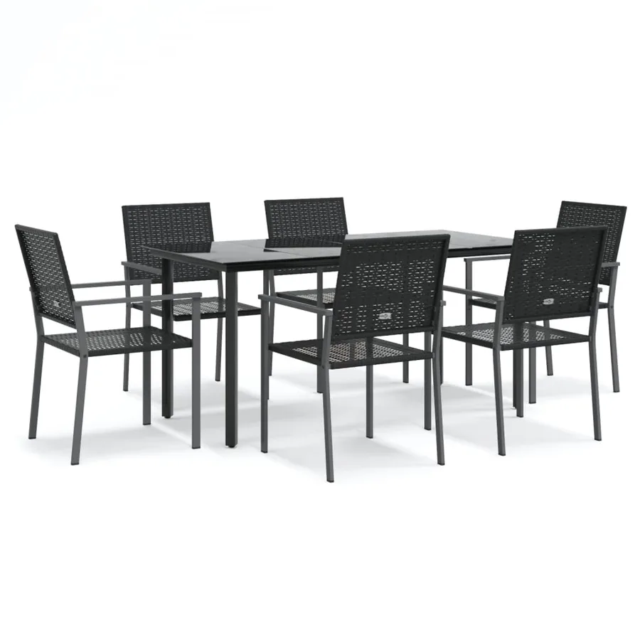 Ensemble à manger de jardin 7 pcs résine tressée acier - 2