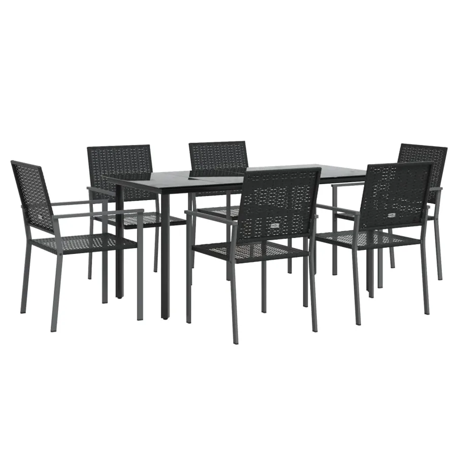 Ensemble à manger de jardin 7 pcs résine tressée acier - 3