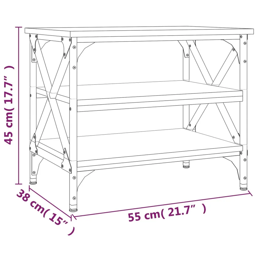 Table d'appoint Sonoma gris 55x38x45 cm Bois d'ingénierie - 8