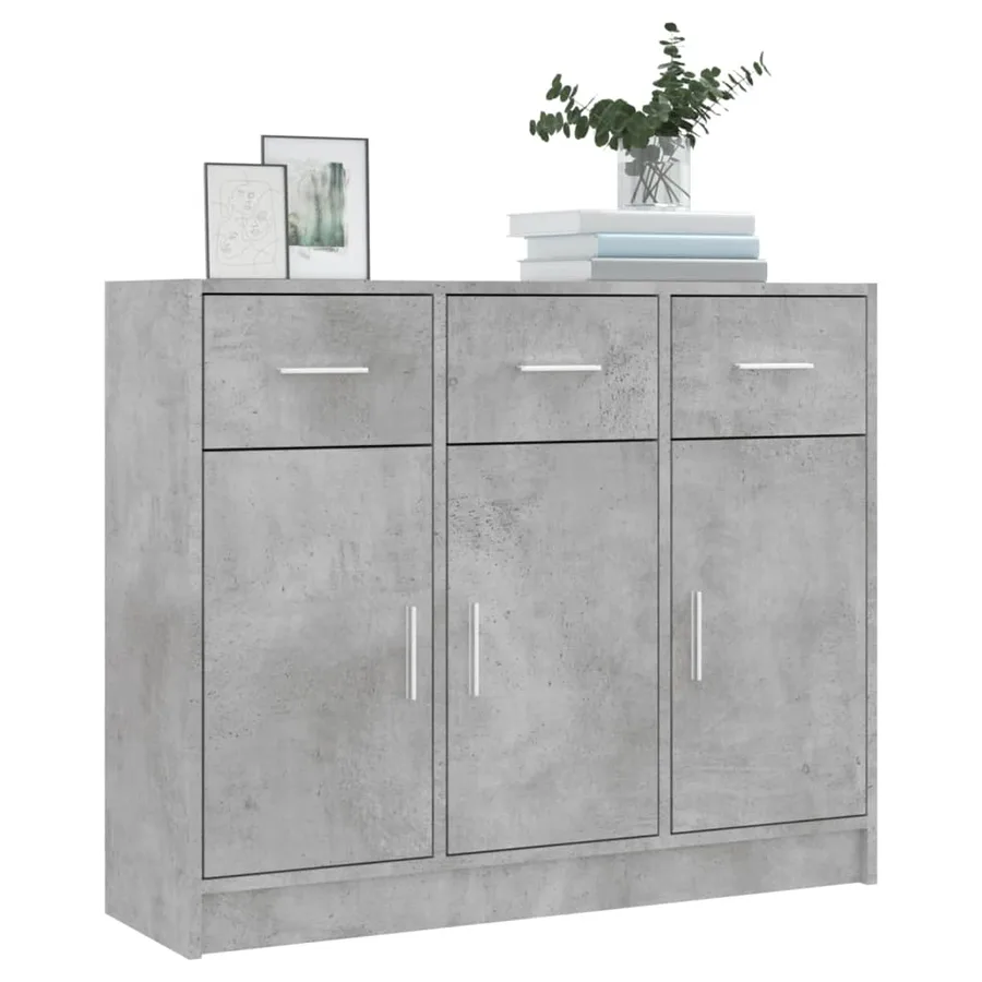Buffet gris béton 91x28x75 cm bois d'ingénierie - 3