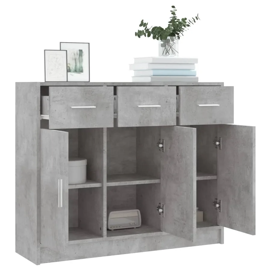 Buffet gris béton 91x28x75 cm bois d'ingénierie - 4