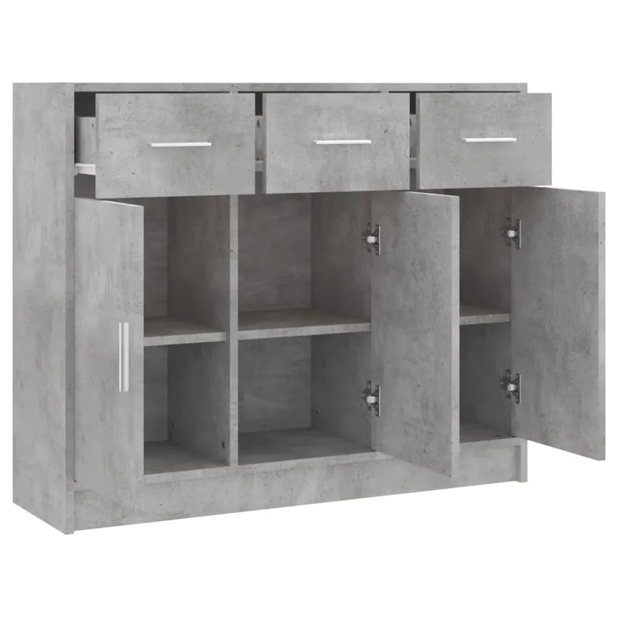 Buffet gris béton 91x28x75 cm bois d'ingénierie - 6