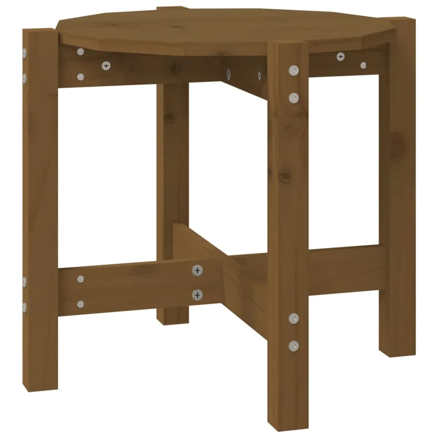 Table basse Marron miel Ø 52,5x45 cm Bois massif de pin - 2