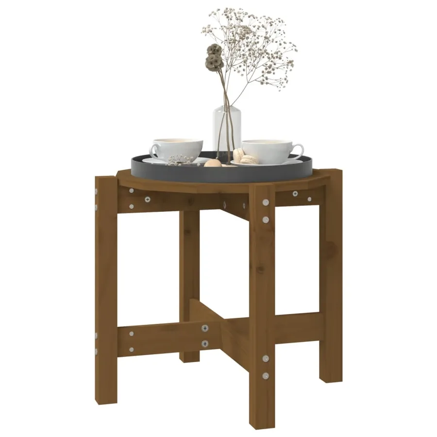 Table basse Marron miel Ø 52,5x45 cm Bois massif de pin - 4