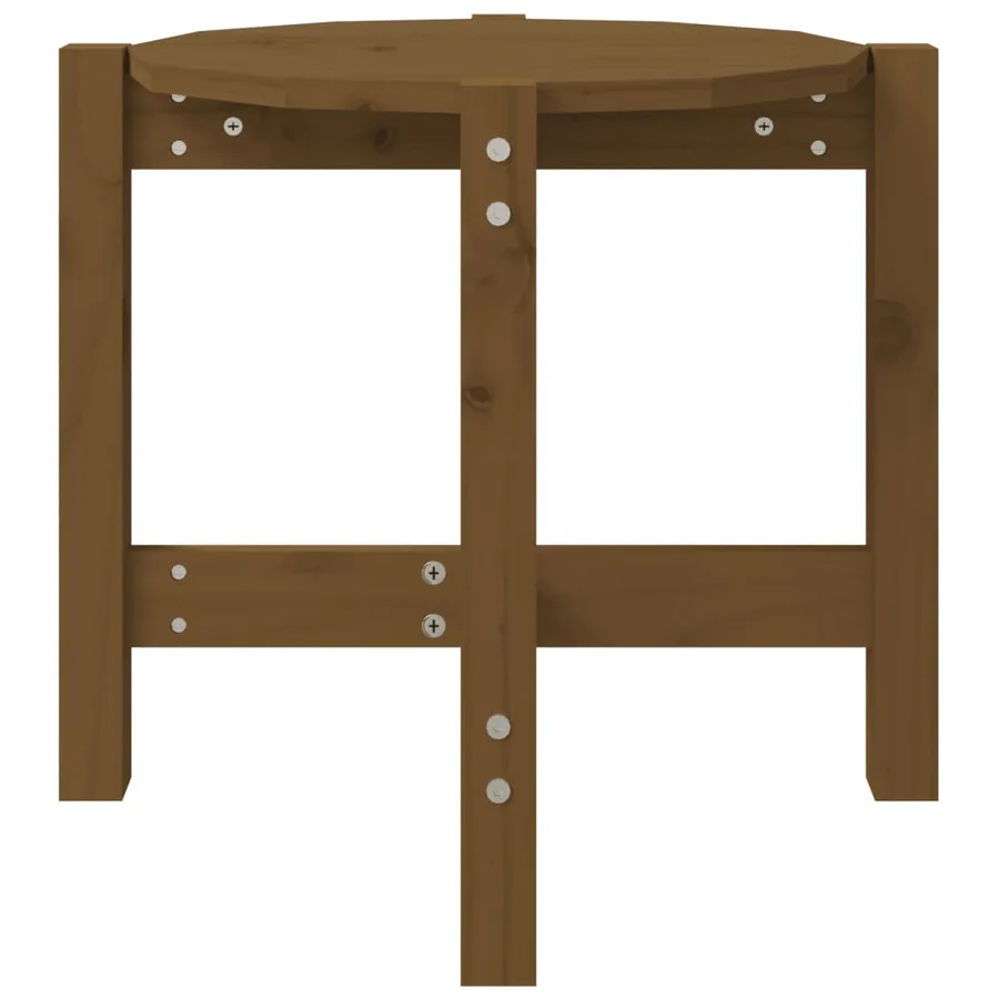 Table basse Marron miel Ø 52,5x45 cm Bois massif de pin - 5