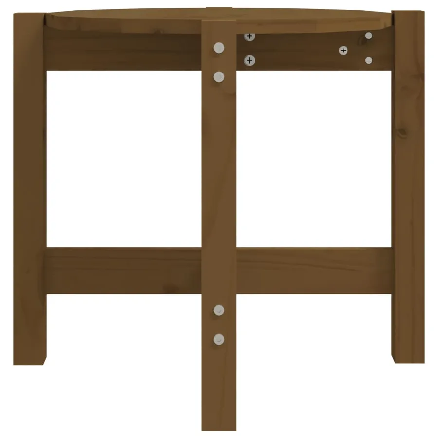 Table basse Marron miel Ø 52,5x45 cm Bois massif de pin - 6