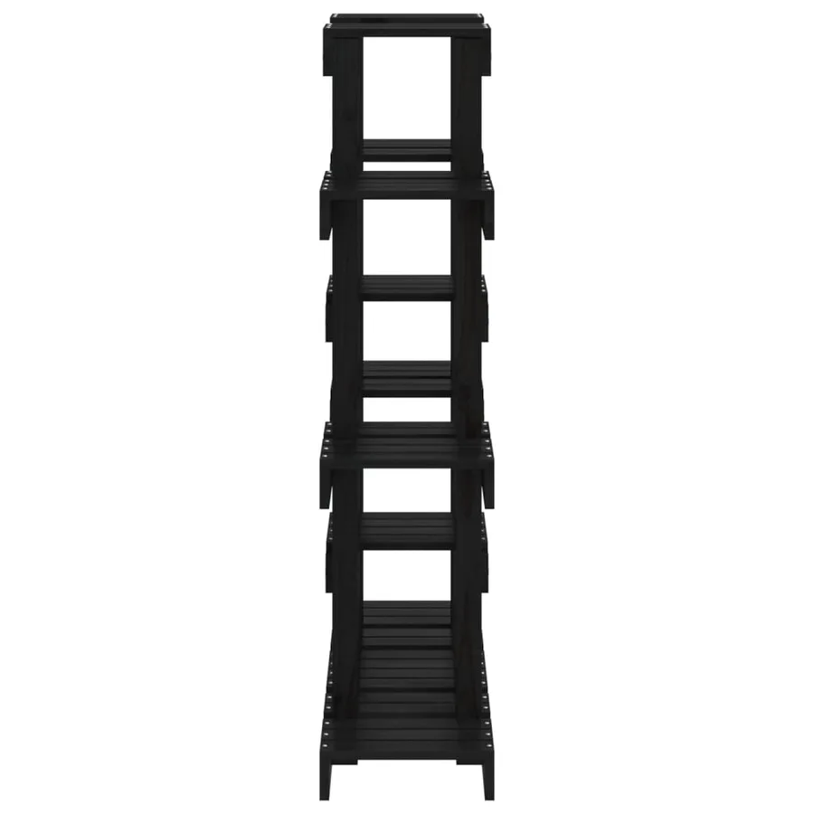 Support à plantes Noir 104,5x25x109,5 cm Bois massif de pin - 6