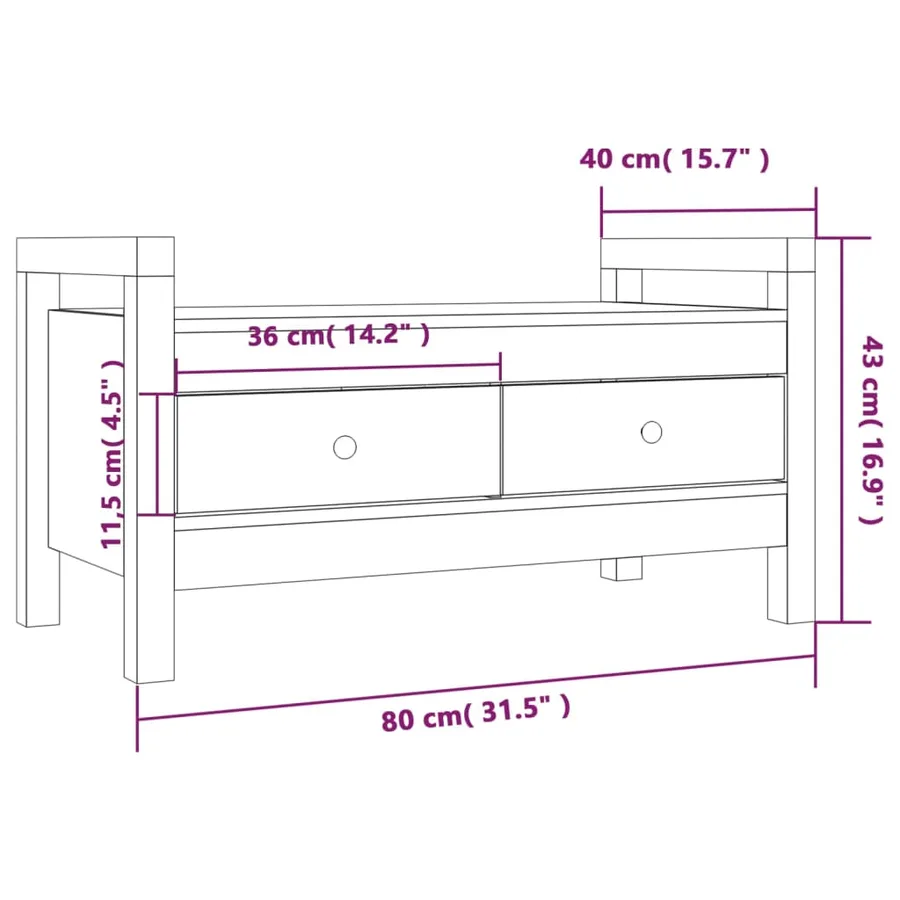 Banc d'entrée Marron miel 80x40x43 cm Bois de pin massif - 10