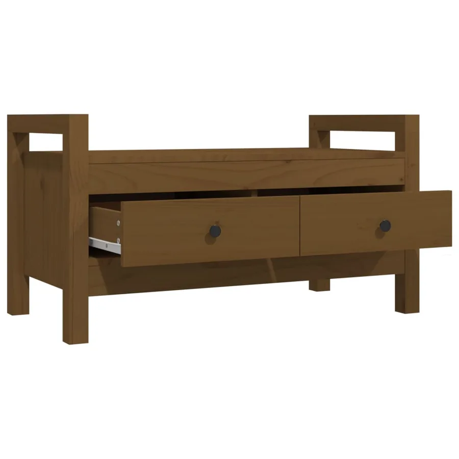 Banc d'entrée Marron miel 80x40x43 cm Bois de pin massif - 3