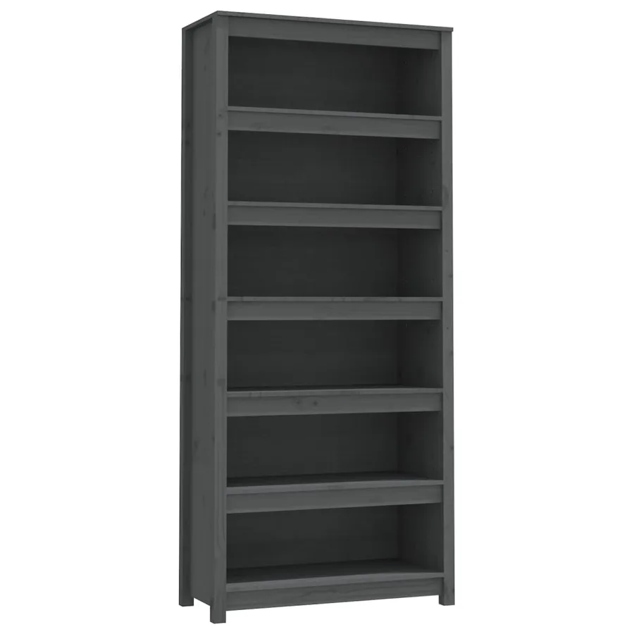 Bibliothèque Gris 80x35x183 cm Bois de pin massif - 2