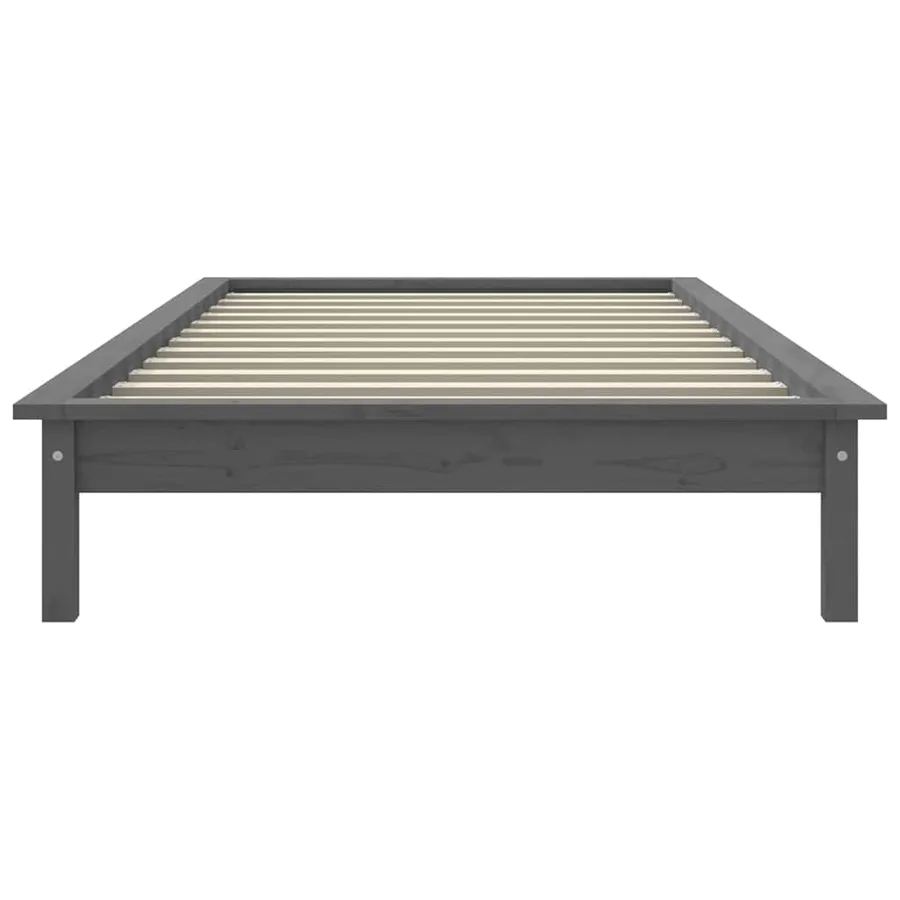 Cadre de lit sans matelas gris 90x200 cm bois massif - 5