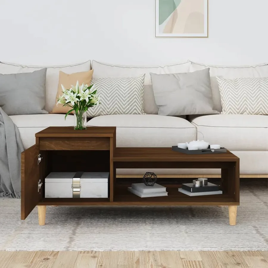 Table basse Chêne marron 100x50x45 cm Bois d'ingénierie - 3
