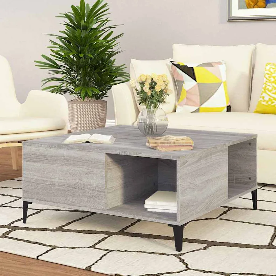Table basse sonoma gris 80x80x36,5 cm bois d'ingénierie
