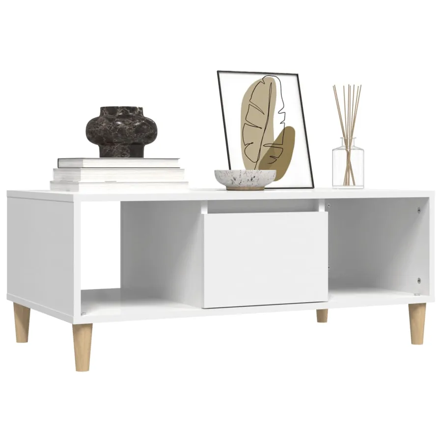 Table basse Blanc 90x50x36,5 cm Bois d'ingénierie - 4