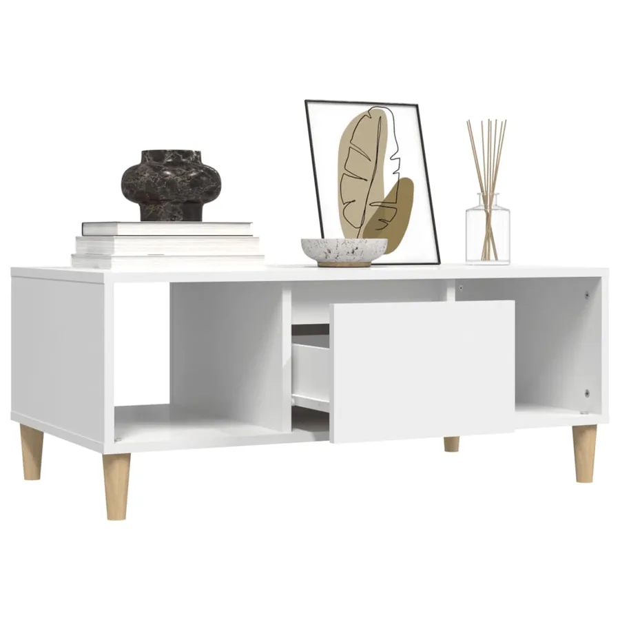 Table basse Blanc 90x50x36,5 cm Bois d'ingénierie - 5