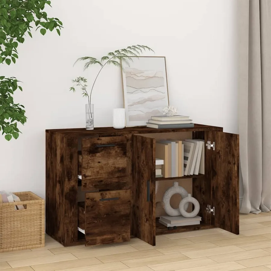 Buffet Chêne fumé 100x33x59,5 cm Bois d'ingénierie - 3