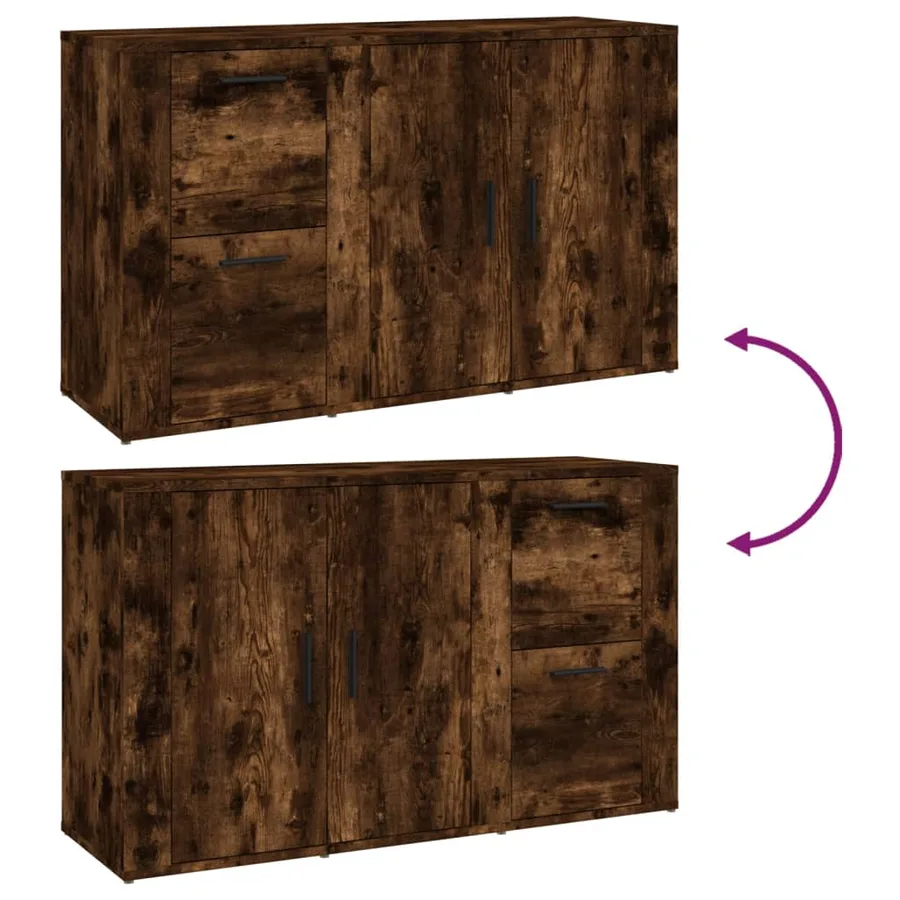 Buffet Chêne fumé 100x33x59,5 cm Bois d'ingénierie - 9