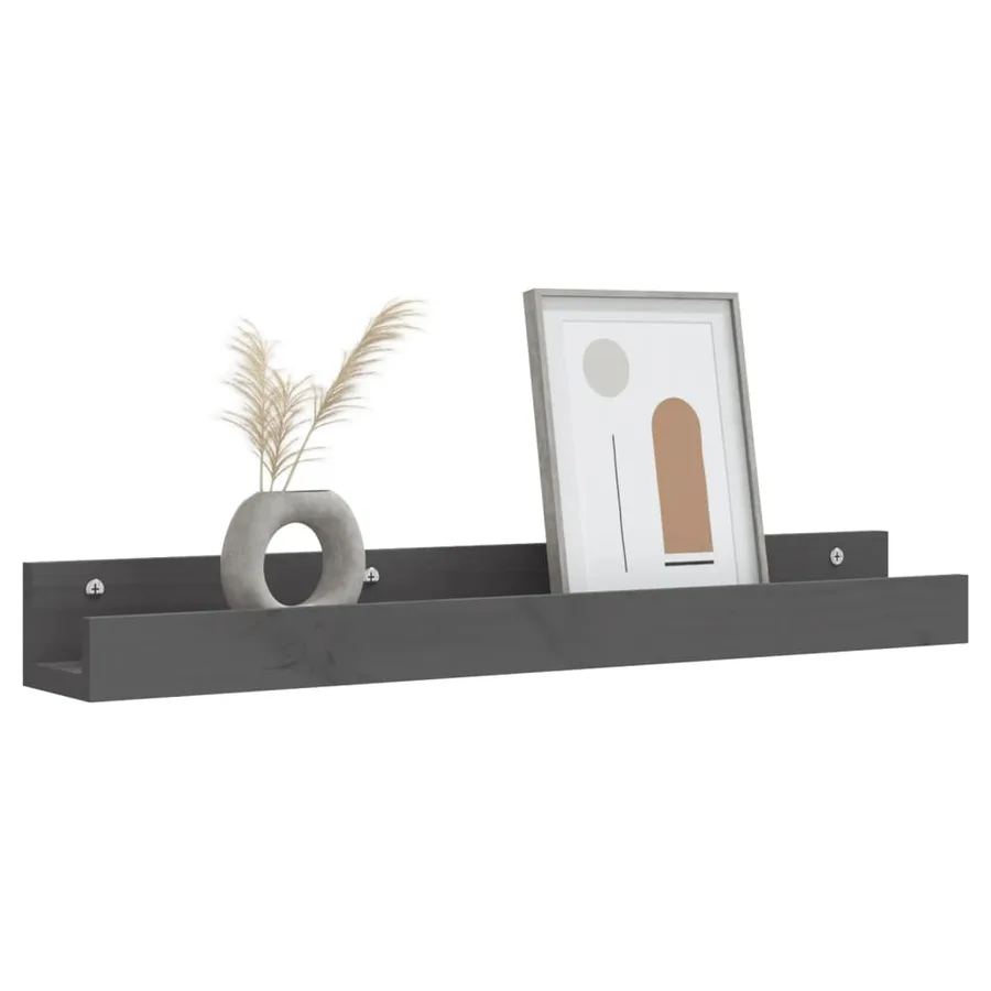 Étagères murales 2 pcs Gris 80x12x9 cm Bois de pin massif - 7