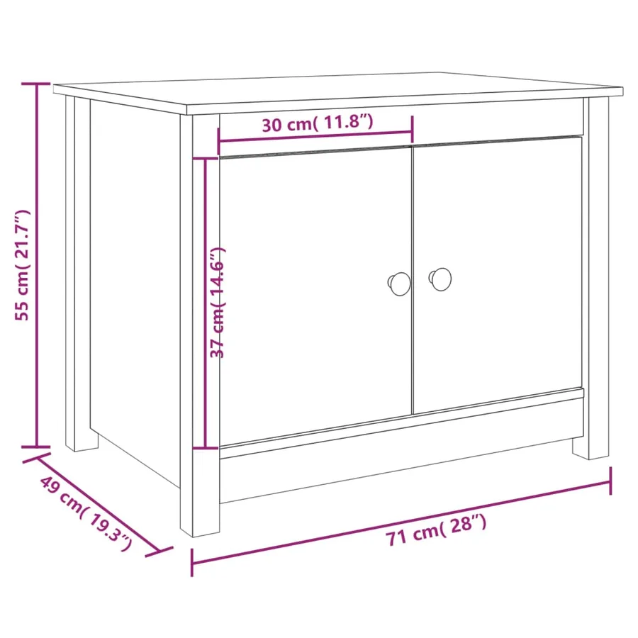 Table basse Gris 71x49x55 cm Bois massif de pin - 11