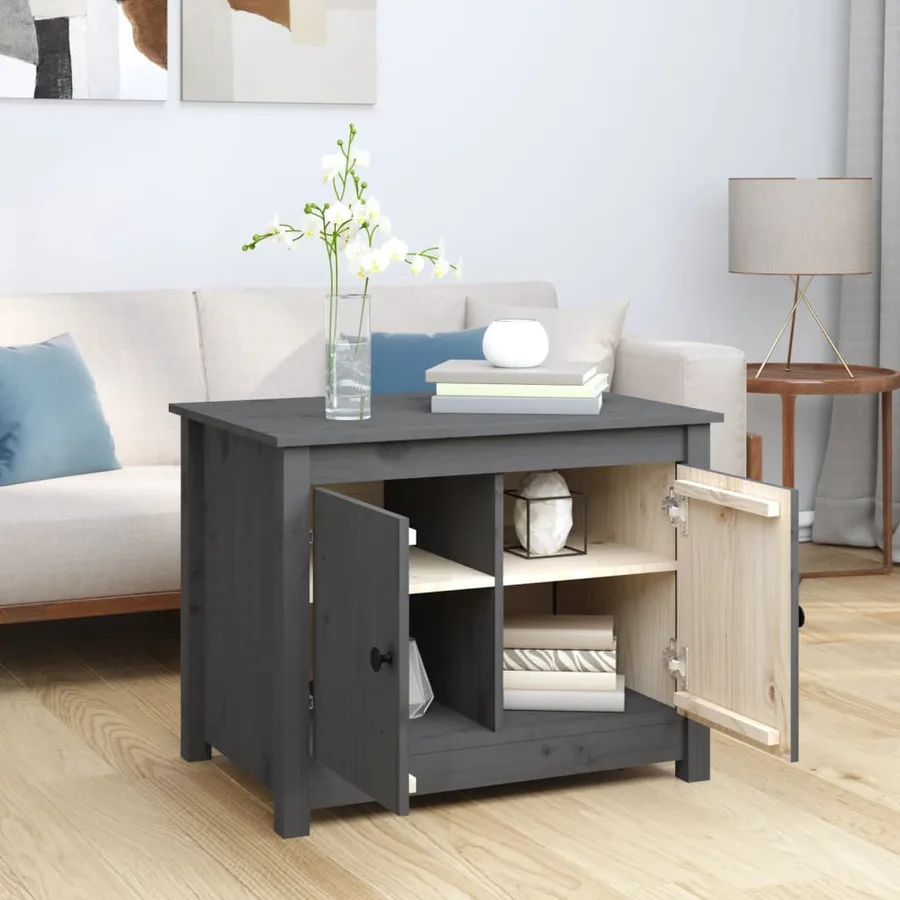 Table basse Gris 71x49x55 cm Bois massif de pin - 3