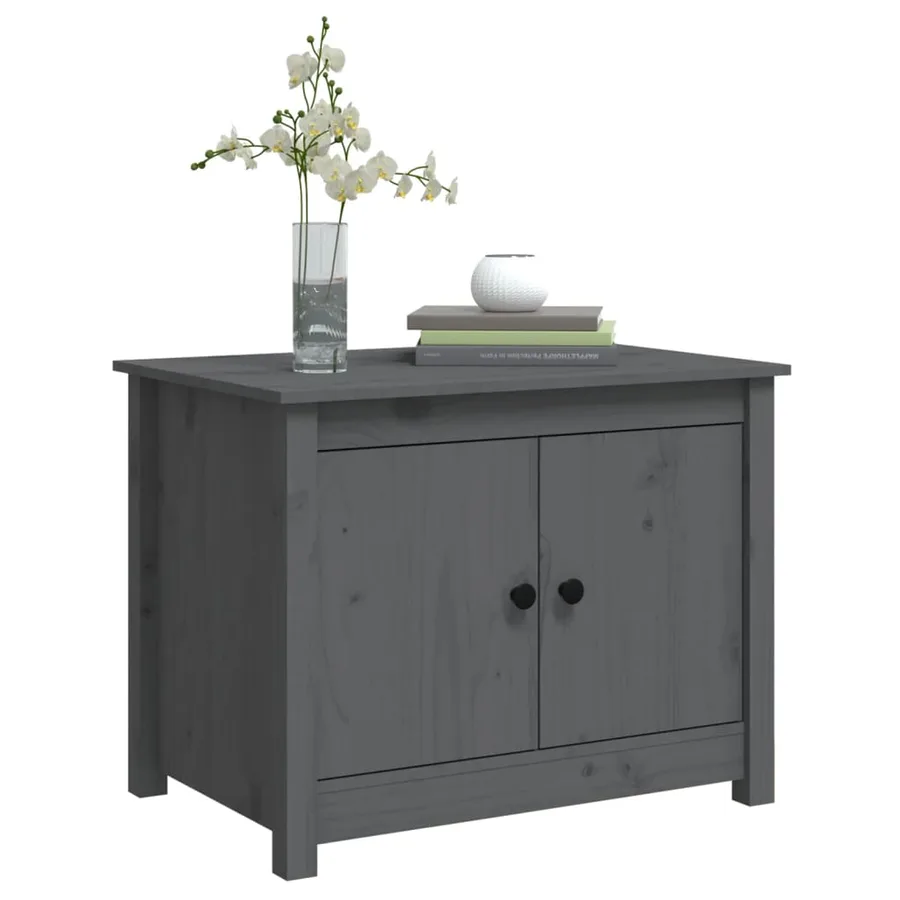 Table basse Gris 71x49x55 cm Bois massif de pin - 4