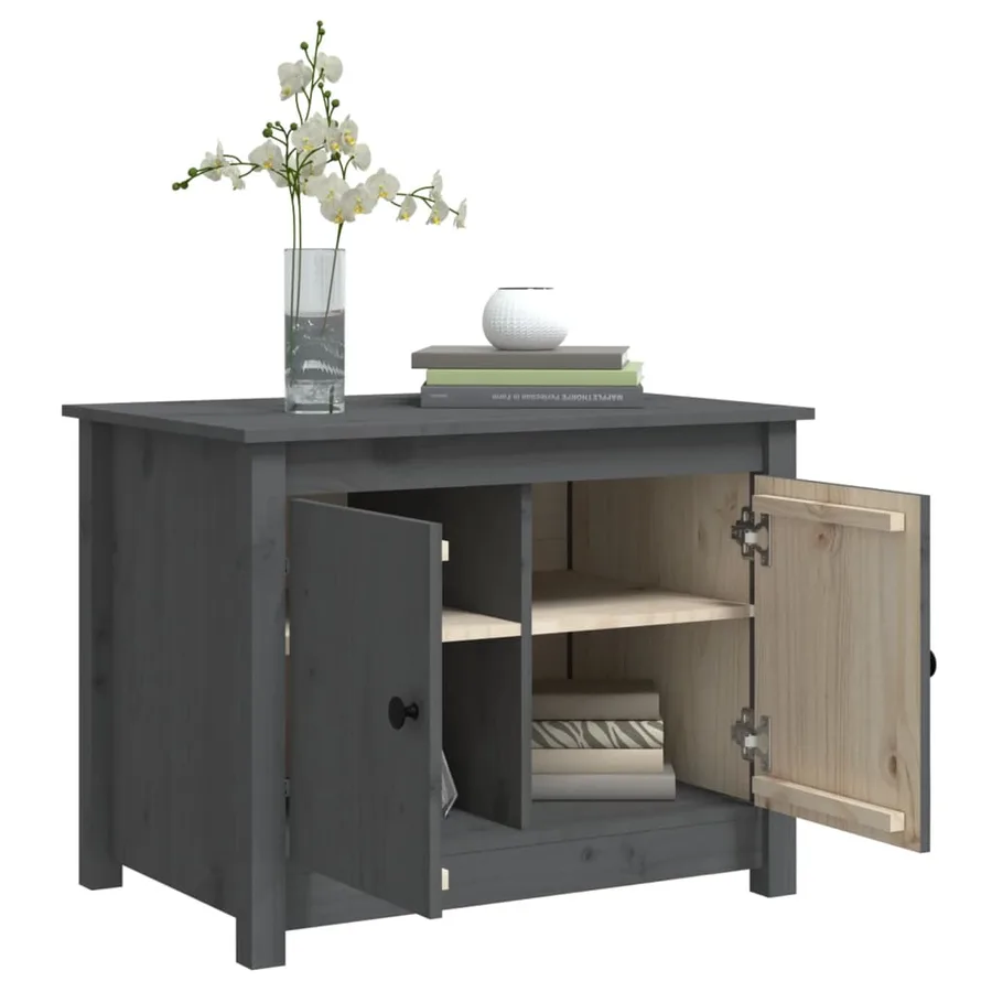 Table basse Gris 71x49x55 cm Bois massif de pin - 5