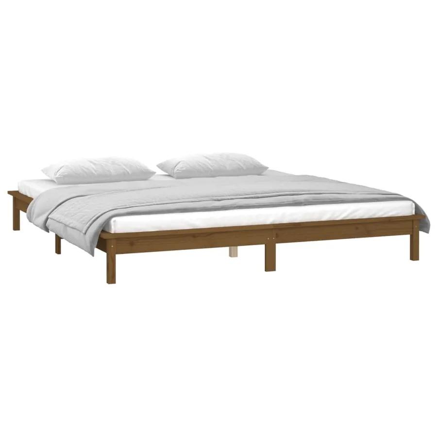 Cadre de lit à LED sans matelas 120x190 cm bois massif - 5