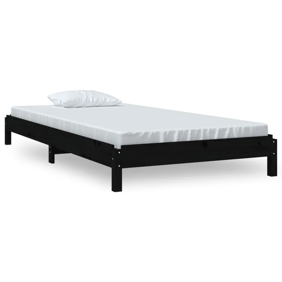 Lit empilable sans matelas noir 75x190 cm bois de pin massif - 2