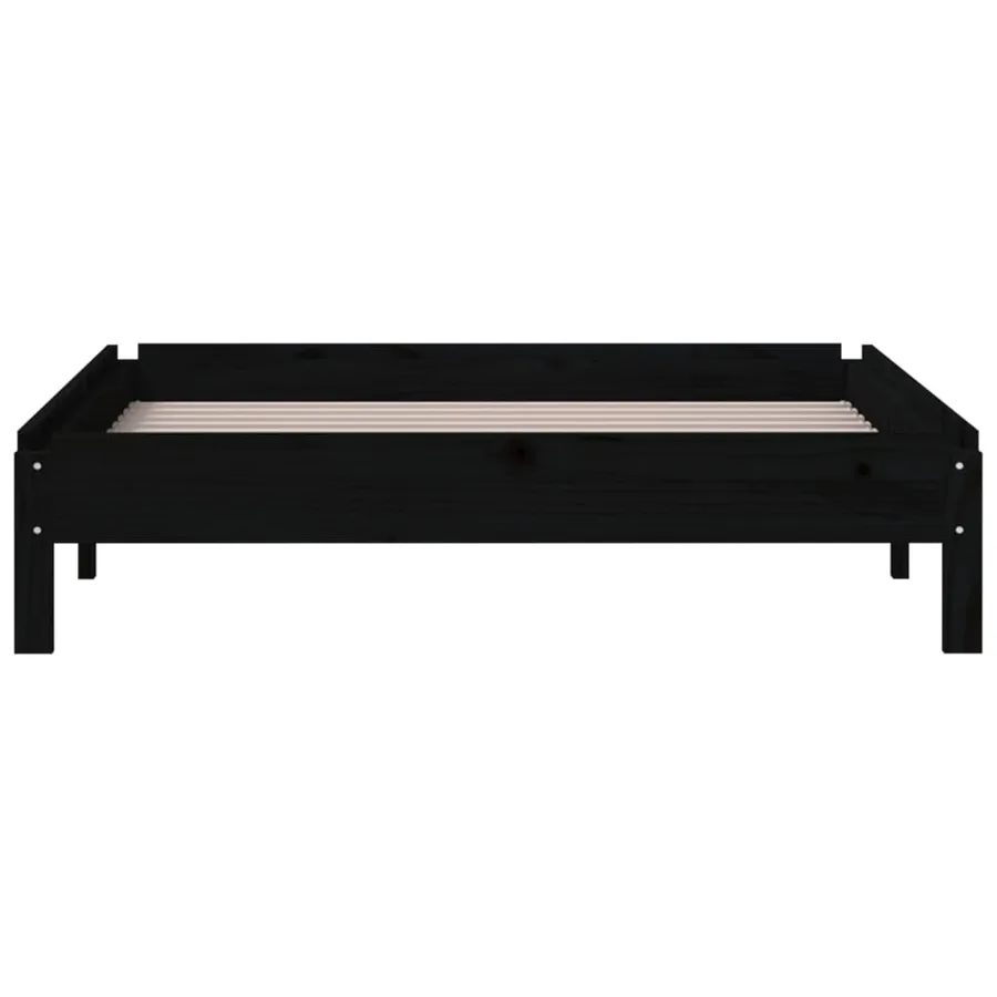 Lit empilable sans matelas noir 75x190 cm bois de pin massif - 8